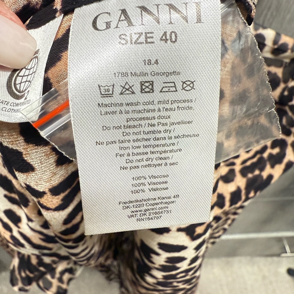 Ganni Leopard Print Ruffle Blouse - Picture 4 of 5